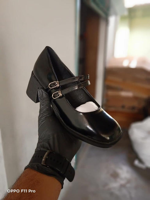 Patent Crossover Mary Jane Block Heel